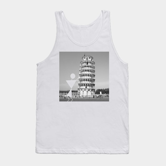 Warli man at the Leaning Tower of Pisa Tank Top by AmitDesignsTees